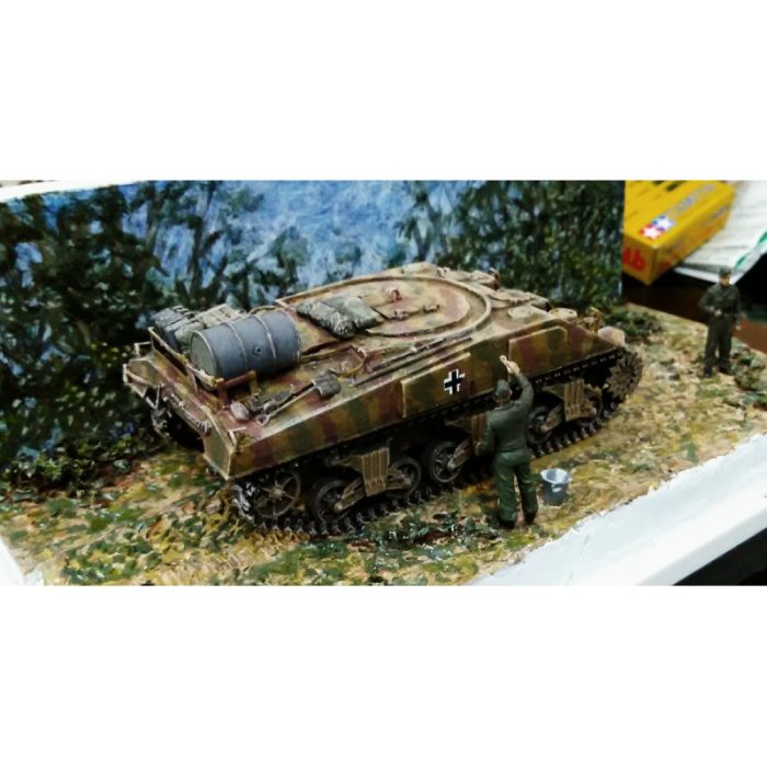 DIORAMA SHERMAN TRACTORIZADO CAPTURADO Esc.1/48
