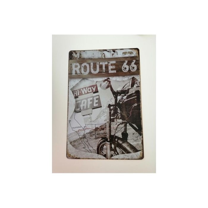 PLACA METALICA PUBLICITARIA ROUTE 66